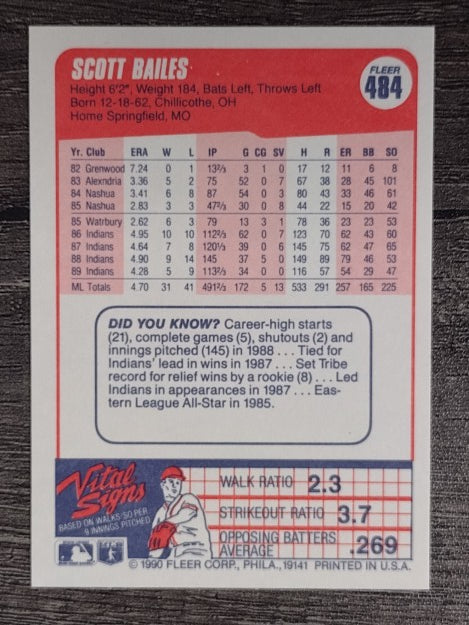 1990 Fleer #484 Scott Bailes