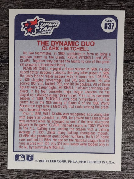 1990 Fleer #637 Will Clark/Kevin Mitchell