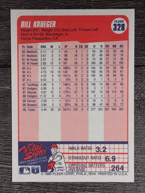 1990 Fleer #328 Bill Krueger