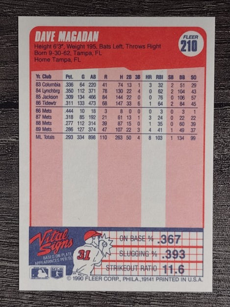 1990 Fleer #210 Dave Magadan