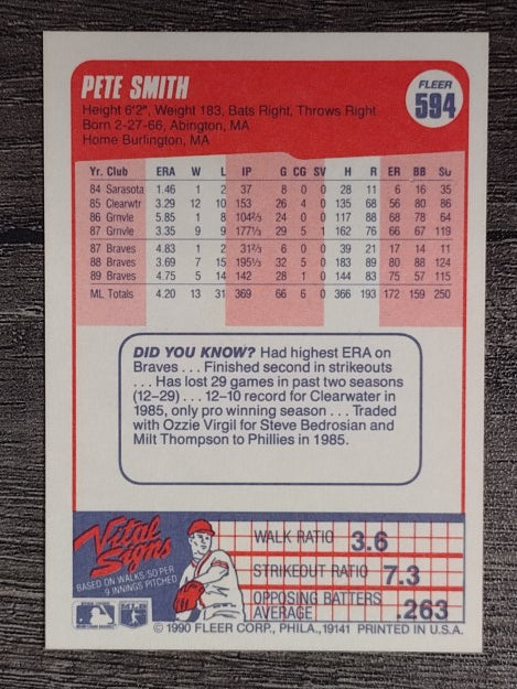 1990 Fleer #594 Pete Smith