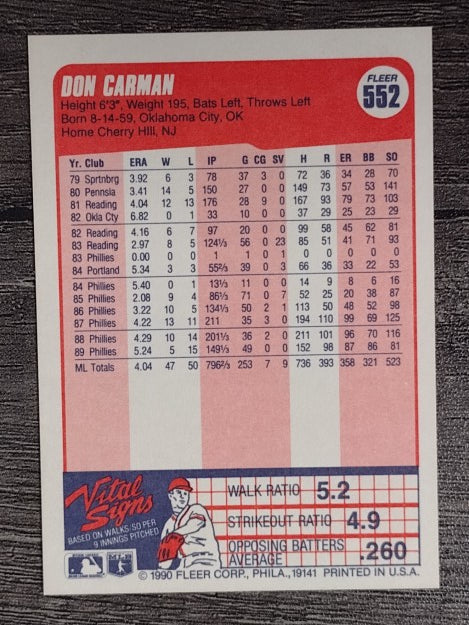 1990 Fleer #552 Don Carman