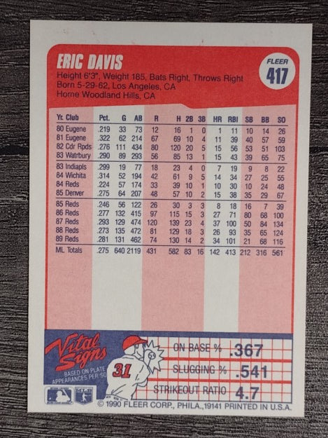 1990 Fleer #417 Eric Davis