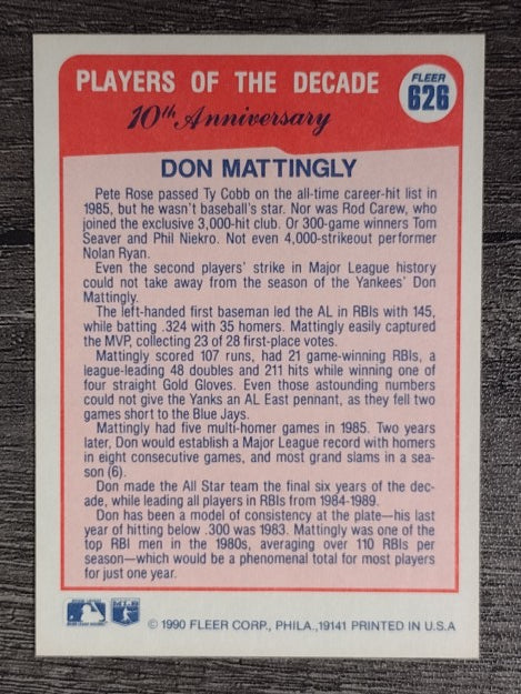 1990 Fleer #626 Don Mattingly '85
