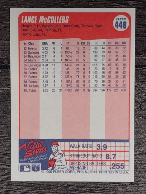 1990 Fleer #448 Lance McCullers