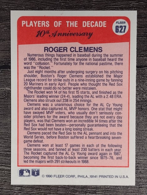 1990 Fleer #627 Roger Clemens '86