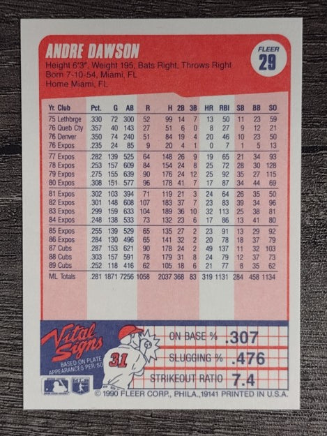 1990 Fleer #29 Andre Dawson