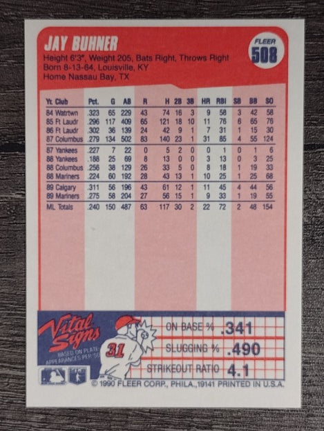 1990 Fleer #508 Jay Buhner