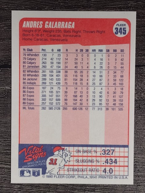 1990 Fleer #345 Andres Galarraga
