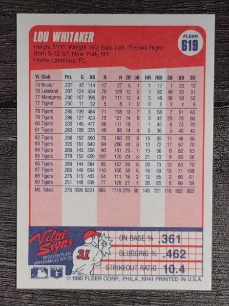 1990 Fleer #619 Lou Whitaker