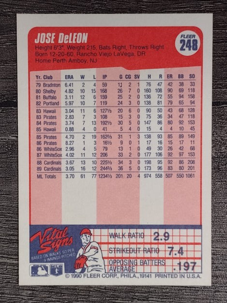 1990 Fleer #248 Jose DeLeon