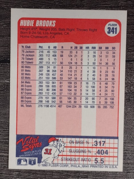 1990 Fleer #341 Hubie Brooks