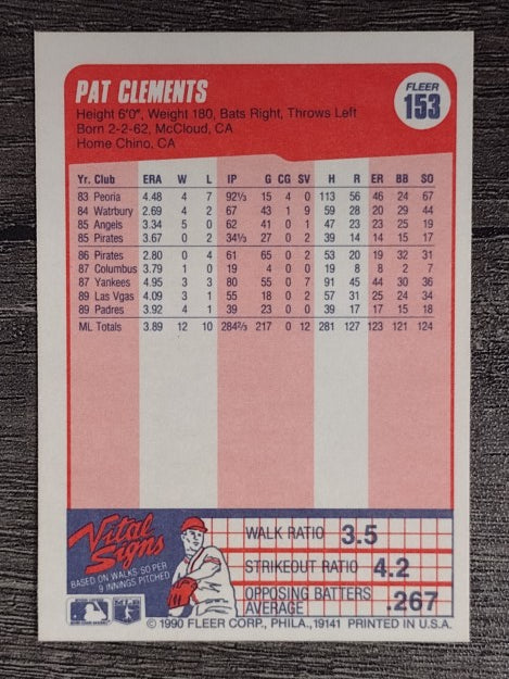 1990 Fleer #153 Pat Clements