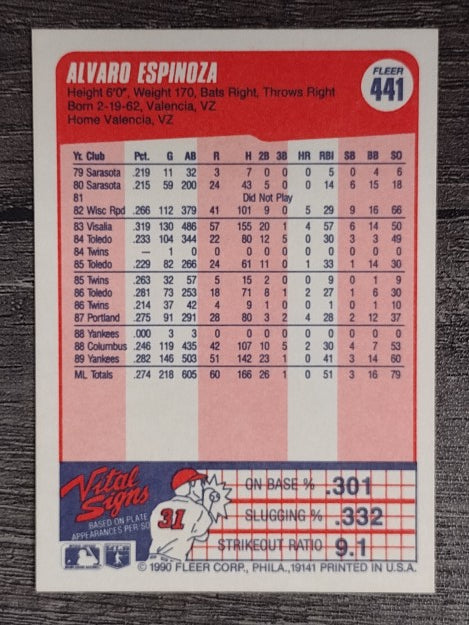 1990 Fleer #441 Alvaro Espinoza