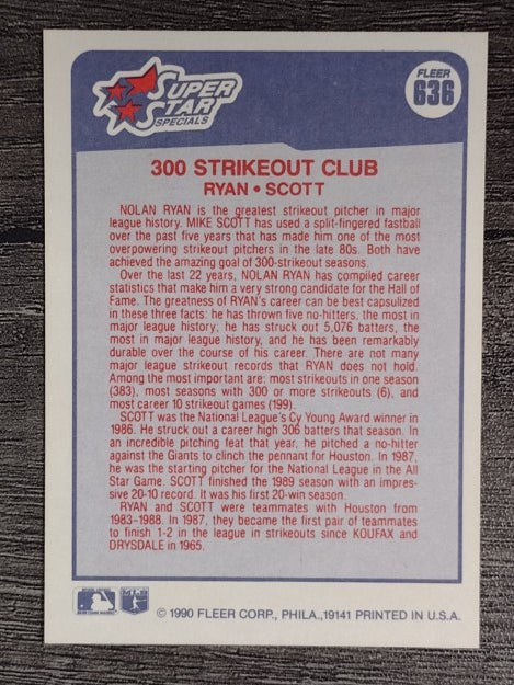 1990 Fleer #636 Nolan Ryan/Mike Scott