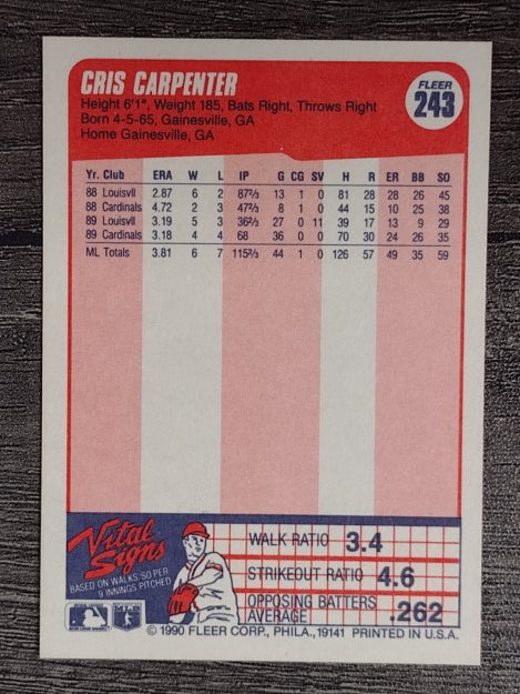 1990 Fleer #243 Cris Carpenter