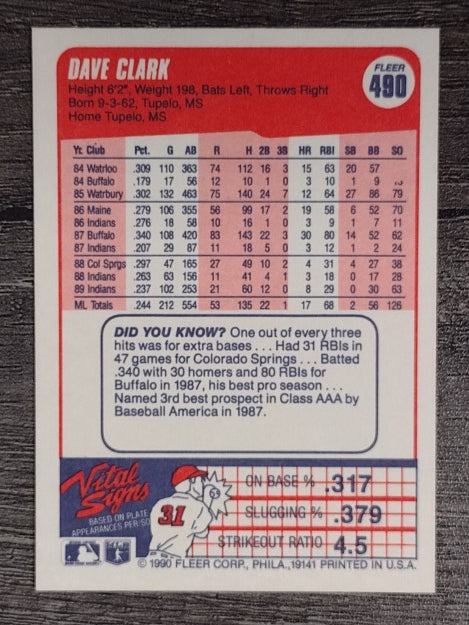1990 Fleer #490 Dave Clark