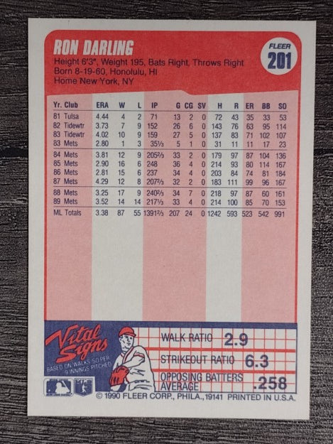 1990 Fleer #201 Ron Darling