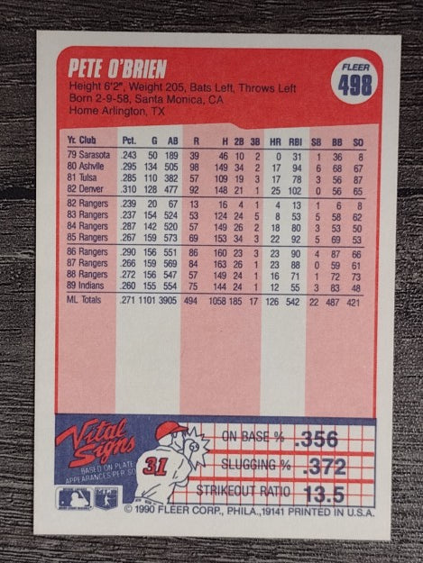 1990 Fleer #498 Pete O'Brien
