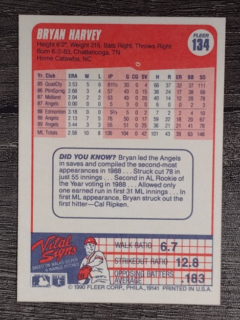 1990 Fleer #134 Bryan Harvey