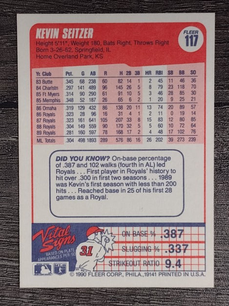 1990 Fleer #117 Kevin Seitzer
