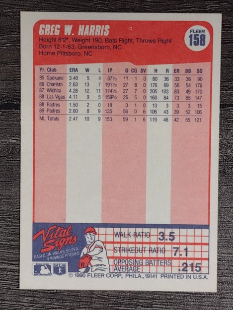 1990 Fleer #158 Greg W. Harris