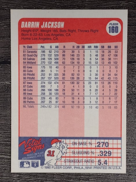 1990 Fleer #160 Darrin Jackson