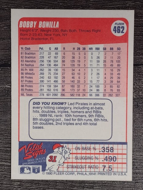 1990 Fleer #462 Bobby Bonilla