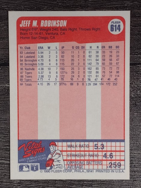1990 Fleer #614 Jeff M. Robinson
