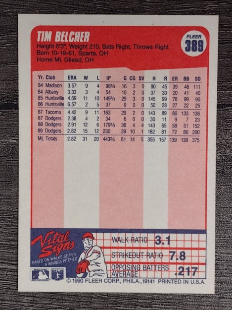 1990 Fleer #389 Tim Belcher