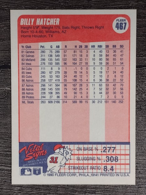 1990 Fleer #467 Billy Hatcher