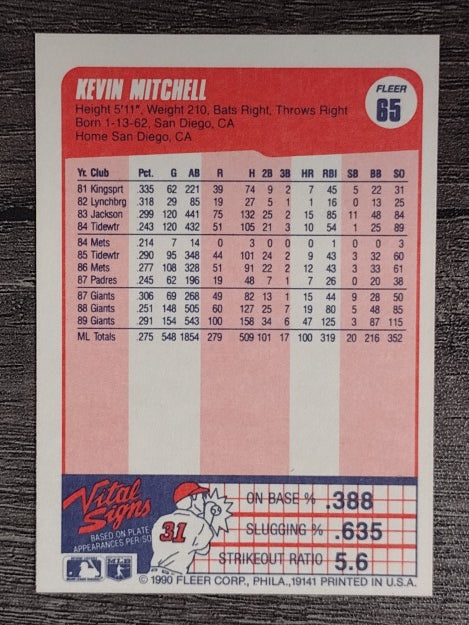 1990 Fleer #65 Kevin Mitchell