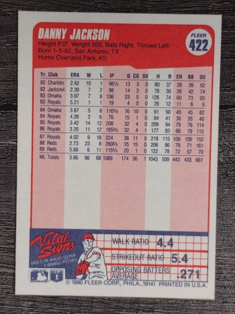 1990 Fleer #422 Danny Jackson