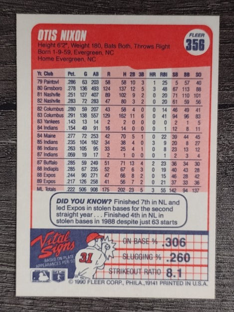 1990 Fleer #356 Otis Nixon