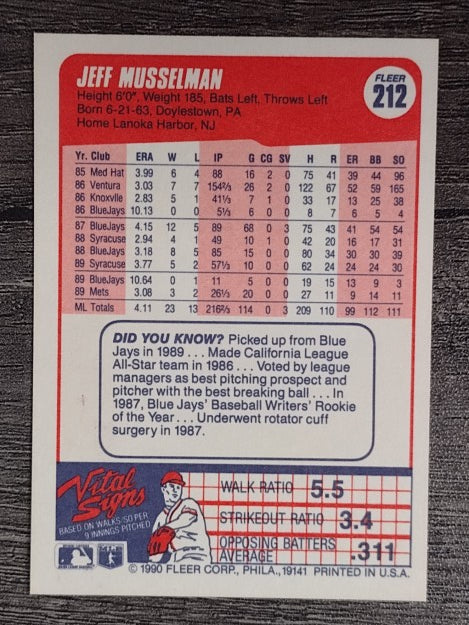 1990 Fleer #212 Jeff Musselman