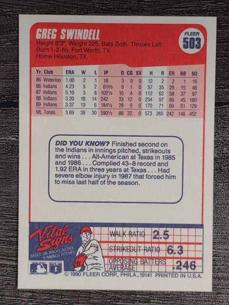 1990 Fleer #503 Greg Swindell