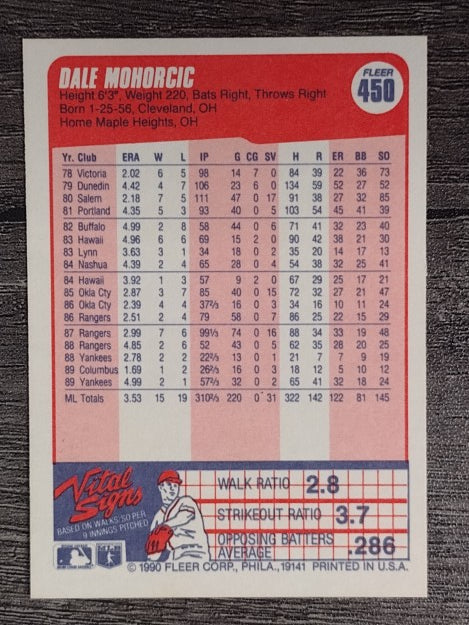 1990 Fleer #450 Dale Mohorcic