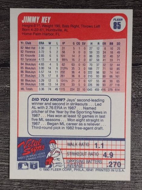 1990 Fleer #85 Jimmy Key
