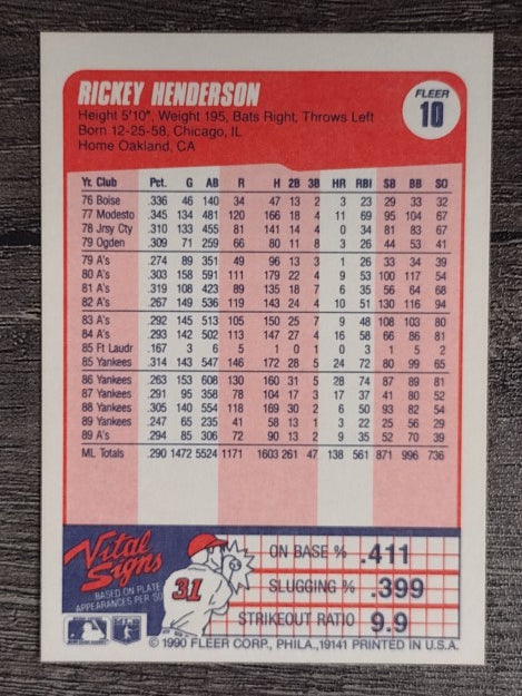 1990 Fleer #10 Rickey Henderson