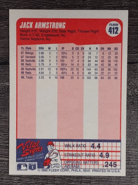 1990 Fleer #412 Jack Armstrong