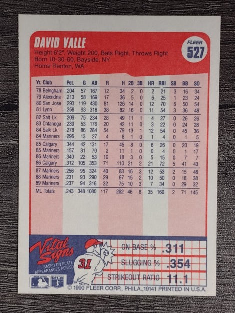 1990 Fleer #527 Dave Valle