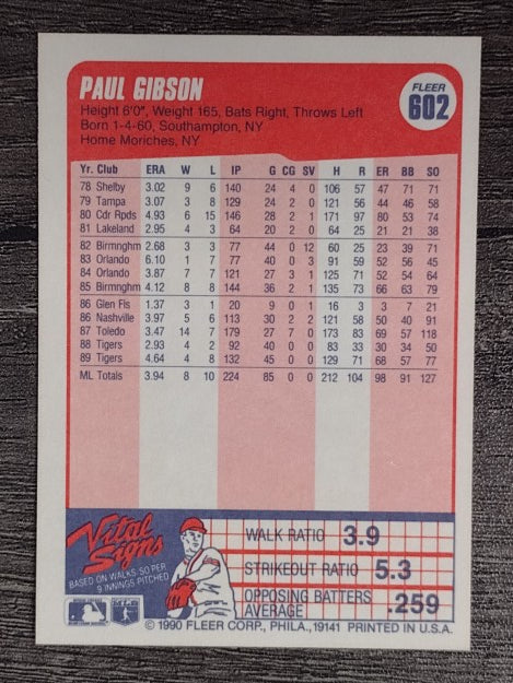 1990 Fleer #602 Paul Gibson