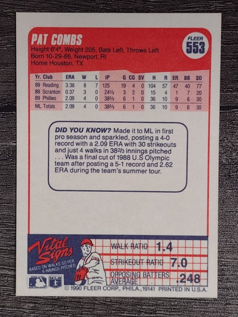 1990 Fleer #553 Pat Combs