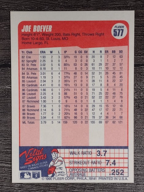 1990 Fleer #577 Joe Boever