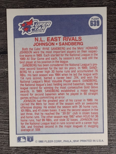 1990 Fleer #639 Howard Johnson/Ryne Sandberg