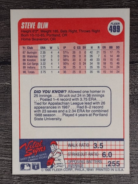 1990 Fleer #499 Steve Olin RC
