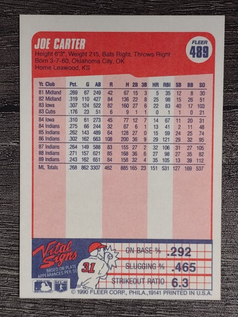 1990 Fleer #489 Joe Carter