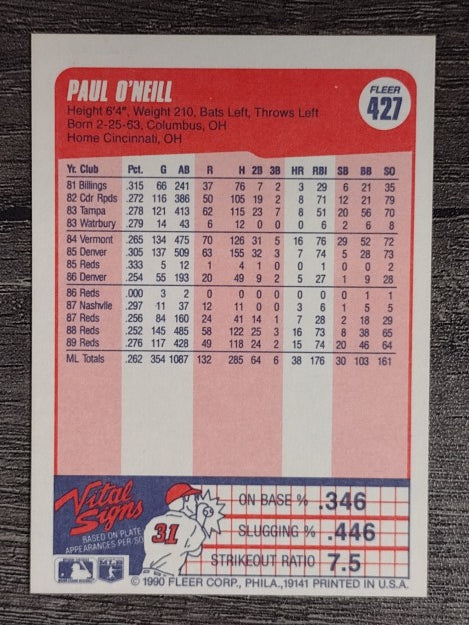 1990 Fleer #427 Paul O'Neill