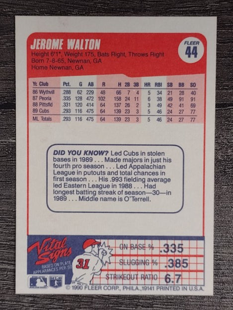 1990 Fleer #44 Jerome Walton