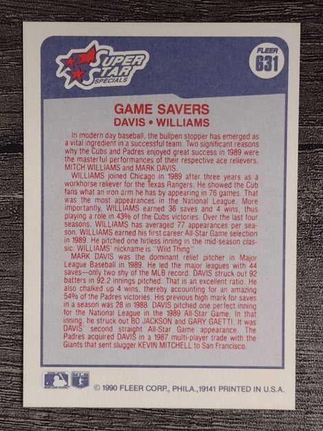 1990 Fleer #631 Mark Davis/Mitch Williams